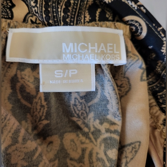 Michael Kors Black and Gold Paisley Blouse, Size Small - Picture 5 of 6